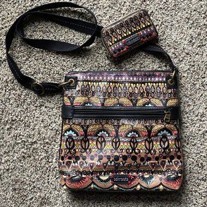 Sakroots Artist Circle Flat Crossbody Bag with matching Wallet